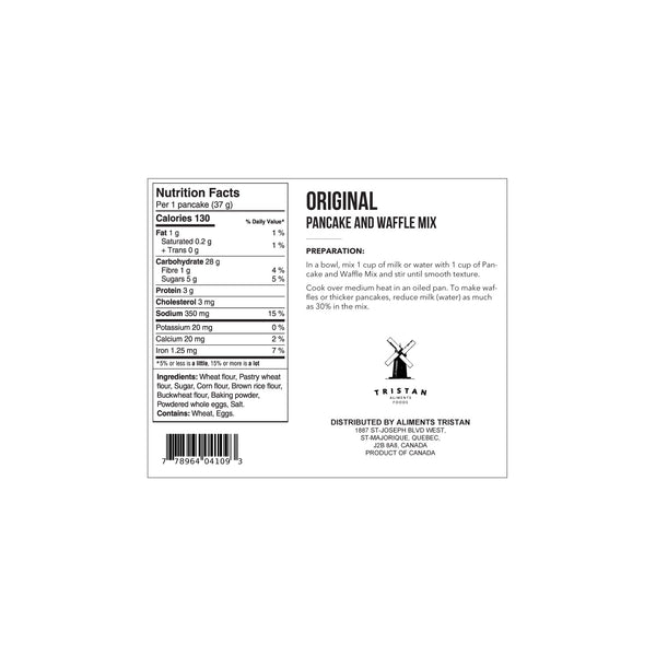 Original Crepe, Waffle, and Pancake Mix, 1000g, Whole Grain Flour for Baked Goods, Desserts, and Pastries, Just Add Milk or Water, No Artificial Flavors or Colors, Made in Canada